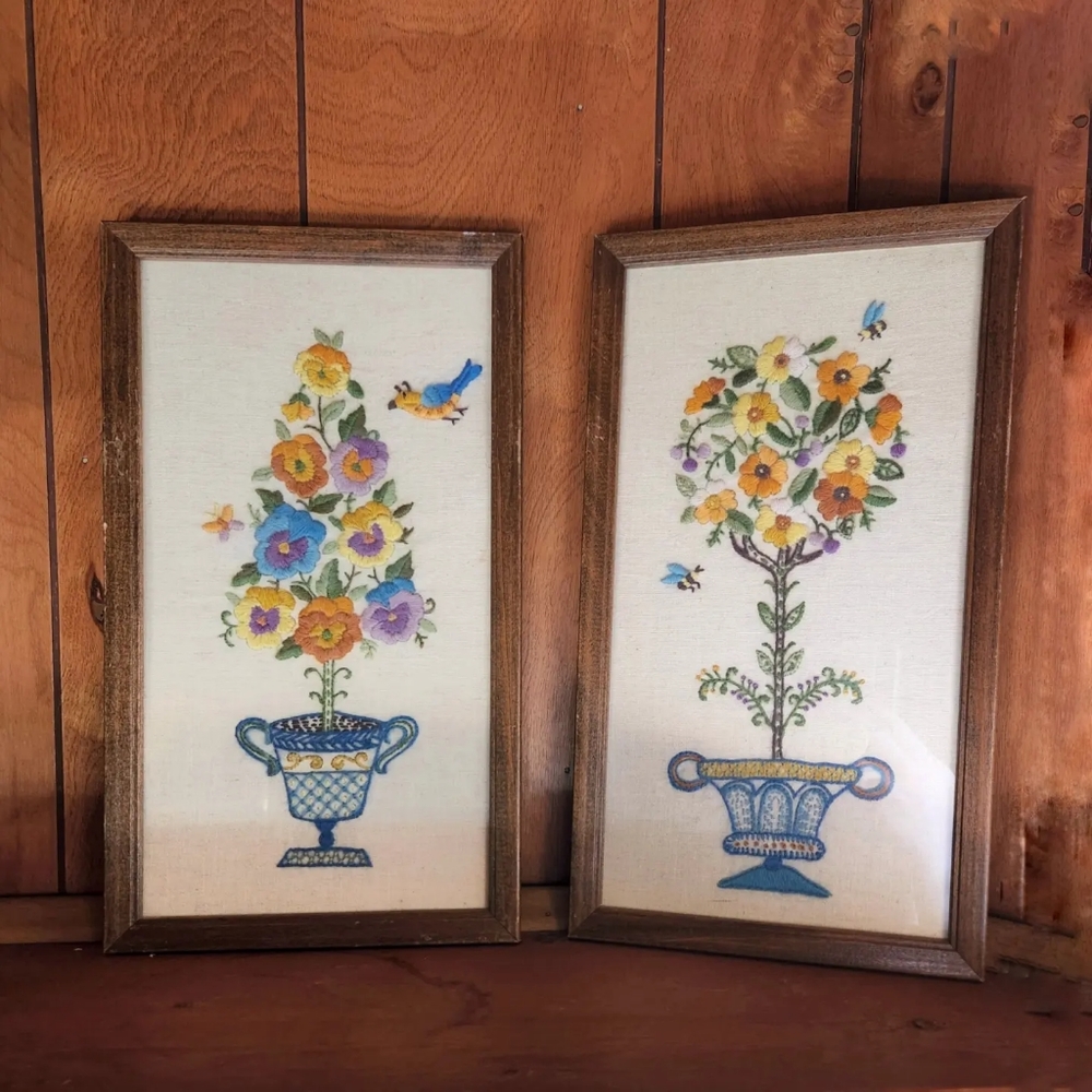 Vintage Crewel Wall Hangings
